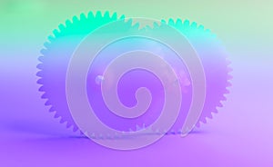 Blue and purple gears on the colorful background - compilation, concept, abstract.