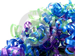 Blue, Purple, Green Curled Ribbon