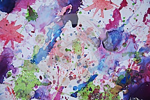 Blue purple green pink colors, abstract paint background. Painting spots.
