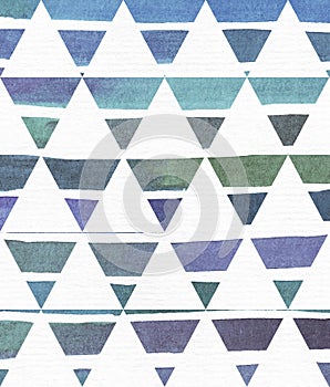 Blue and purple illustration, cool and branding freehand texture based on watercolor gradient stripes in classic equilateral