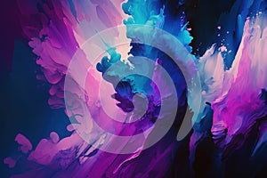 Blue, purple and magenta paint liquid abstract background. AI Generative color mix painting