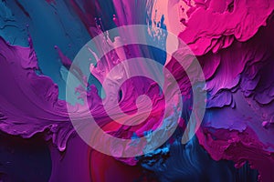 Blue, purple and magenta paint liquid abstract background. AI Generative color mix painting