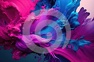 Blue, purple and magenta paint liquid abstract background. AI Generative color mix painting