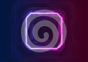 Blue purple neon abstract tech geometric background