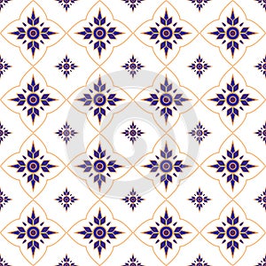 Blue, purple and orange seamless pattern. Texture for tile.