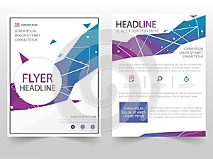 Blue purple polgon Brochure Leaflet Flyer annual report template design, book cover layout design, abstract business presentation