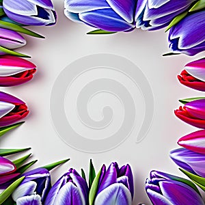 Blue purple tulip border - floral frame