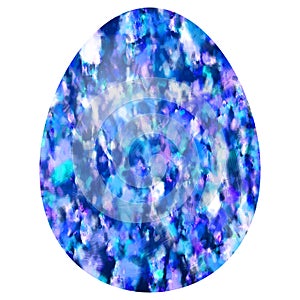 Blue purple white stained egg