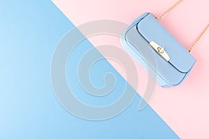 Blue purse on background with copyspace