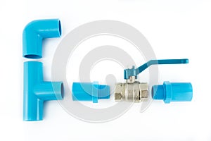 Blue pvc pipe connection with valve