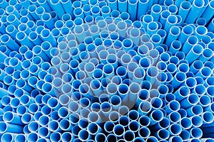 PVC pipes stacking on shelf in warehouse