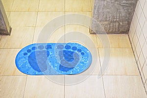 Blue PVC Suction Anti Non Slip Bath Shower Mat Foot Massage Bathroom Accessories