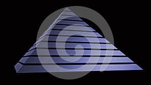 Blue pyramid isolated on black. 3D rendering