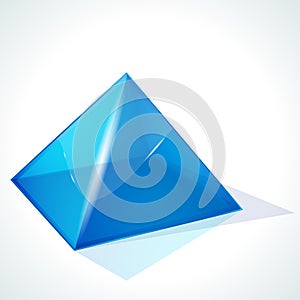 Blue pyramid on white background