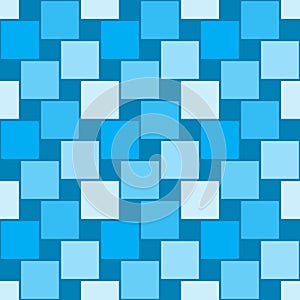 Blue Pythagorean tiling. Seamless surface pattern design with flooring ornament. Squares tessellation vector
