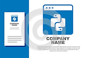 Blue Python programming language icon isolated on white background. Python coding language sign on browser. Device