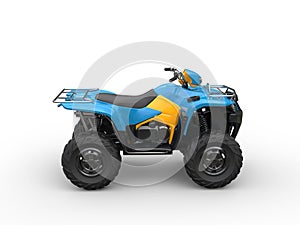 Blue quad bike - side view