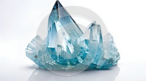 blue quartz crystal on the white background. Isolated with clipping path