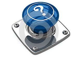 Blue question button concept.