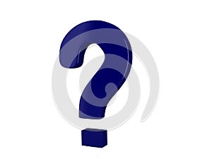 Blue question mark, isolated white