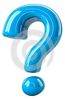 A blue question mark next to a blue ball