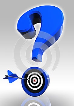 Blue questionmark and target