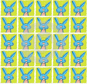 a blue rabbit Humorous comics with mascots and icons photo