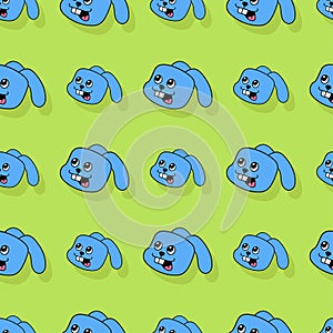 Blue rabbit seamless repeat pattern. background illustration