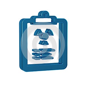 Blue Radiation warning document icon isolated on transparent background. Text file.