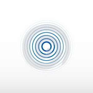 Blue radio station signal. Sound wave background. Circle spin vector background.
