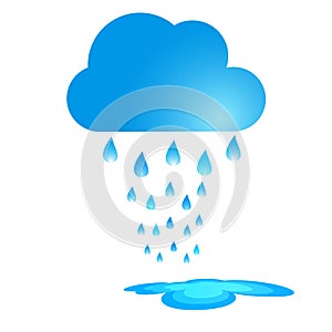Blue Rain Cloud Vector Illustration.