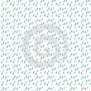 Blue rain drops painted with glare seamless vector pattern background