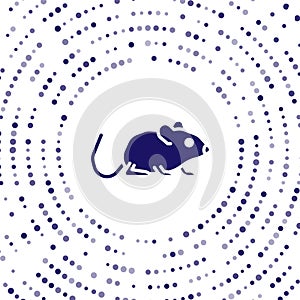 Blue Rat icon isolated on white background. Mouse sign. Animal symbol. Abstract circle random dots. Vector