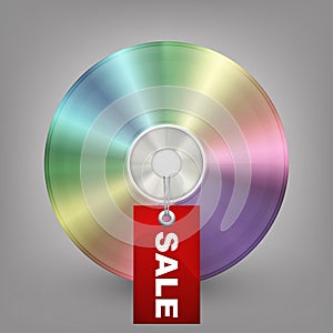 Blue-ray, DVD or CD disc with label sale. Vector i