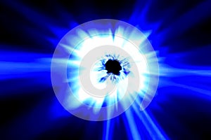 Blue rays, big plasma blast. Illustration