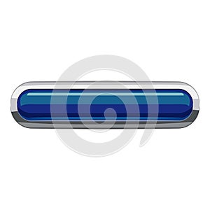 Blue rectangular button icon, cartoon style