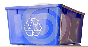 Blue recycle bin