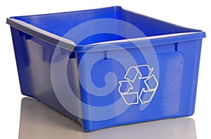 Blue recycle bin