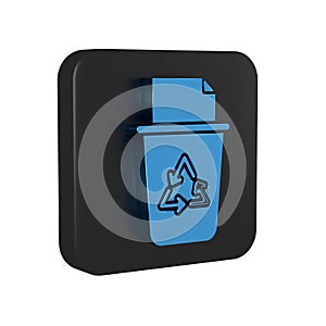 Blue Recycle bin with recycle symbol icon isolated on transparent background. Trash can icon. Garbage bin sign. Recycle