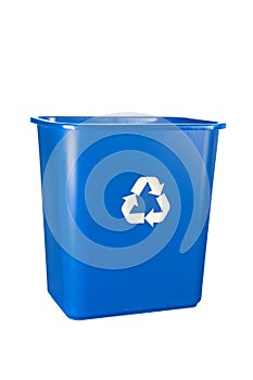 Blue recycling bin photo