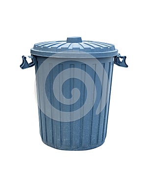 Blue Recycling Bin. Isolated on white background with copy space