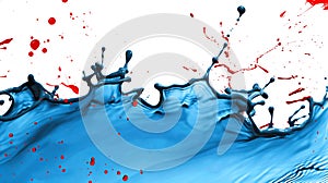 Blue and red abstract liquid splashes isolated on white background