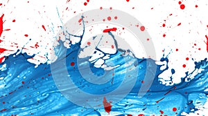 Blue and red abstract liquid splashes isolated on white background