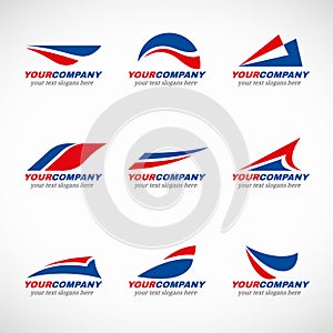 Blue and red airplane logo vector design