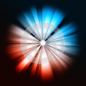 Blue and red Beams of light: shining star photo