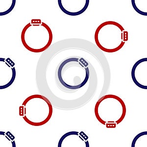 Blue and red Bicycle brake disc icon isolated seamless pattern on white background. Vector