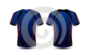 Blue, red and black layout e-sport t-shirt design template