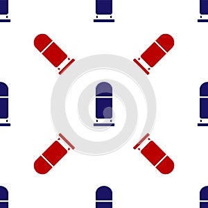 Blue and red Bullet icon isolated seamless pattern on white background. Vector