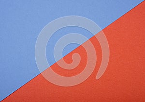 Blue and red cardboard. Red and blue paper texture background. Abstract geometric flat composition. Copy spaces