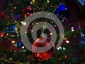 Blue and Red Christmas ornament with light